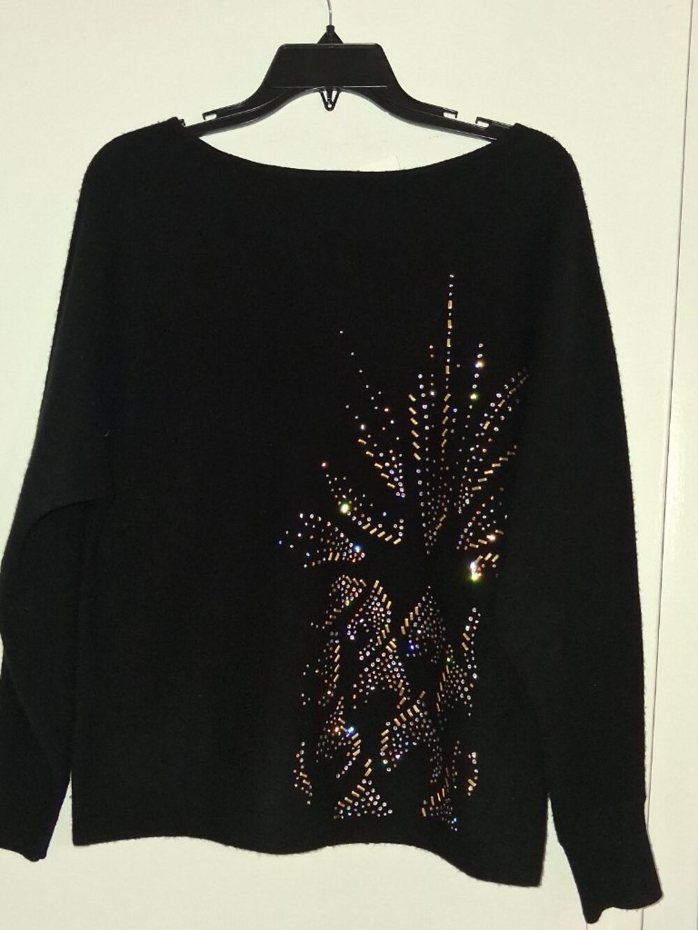 Tommy Bahama Womens SP Black Polished Pineapple Wool Cashmere Blend Sweater NWT